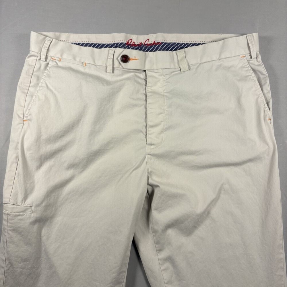 Robert Graham Kipling Mens 40x34 Ivory Pima Cotton Stretch Tailored Chino Pants - Picture 4 of 16